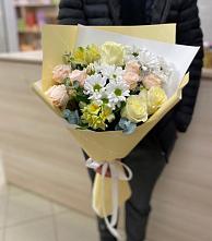 Букет цветов из:  Альстромерии, Розы и Хризантемы в Новый Городок Щелковского района